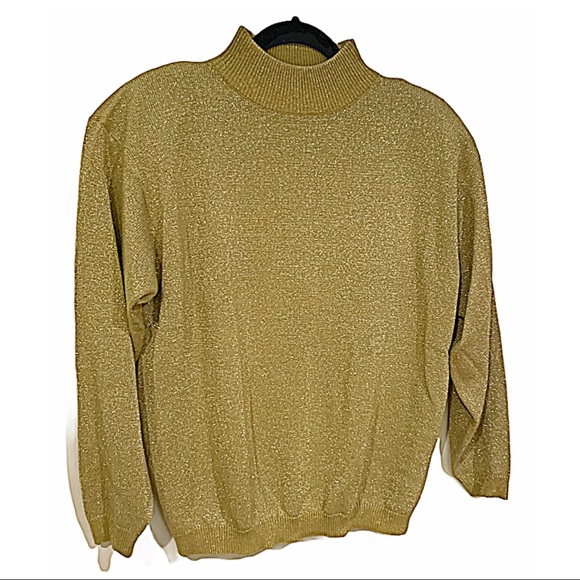 Lise J. Sweater Vintage stunning Y2K style metallic gold sweater Size L - Picture 2 of 5